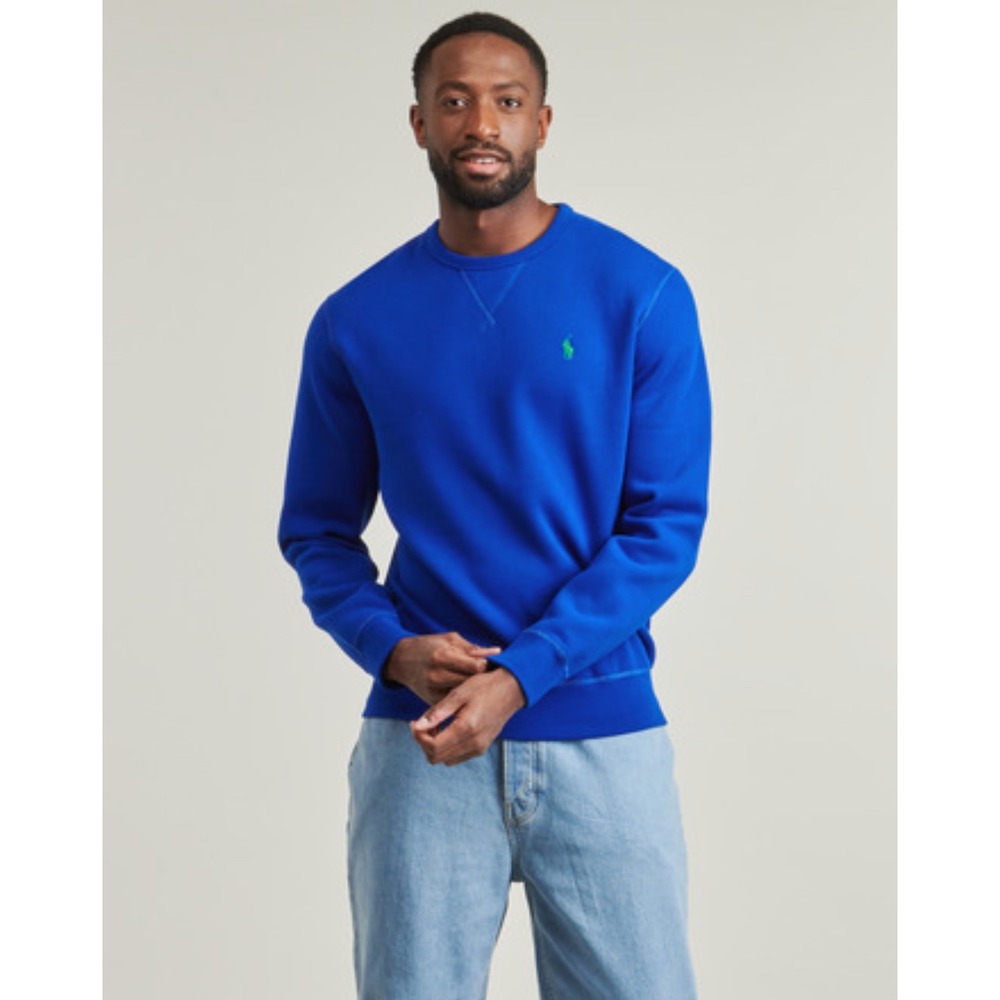 Polo Ralph Lauren Mens Cotton Royal Blue Crewneck Sweatshirt Lime Green Pony XL